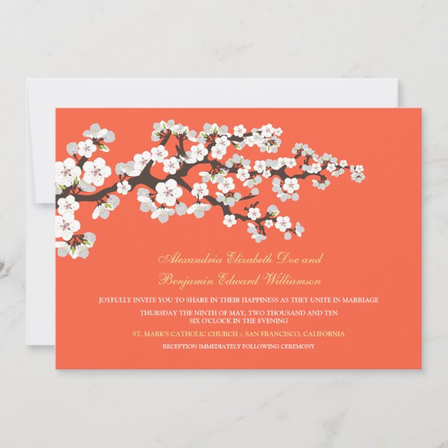 Faire-part de mariage de fleurs de cerisiers (cora (Devant)