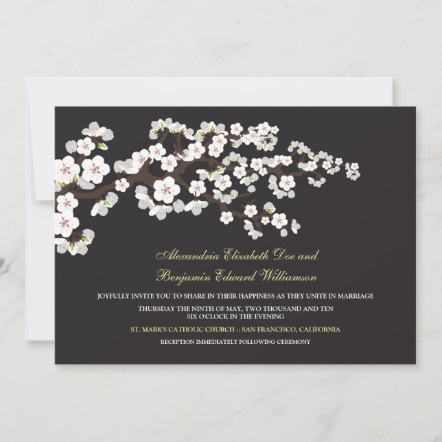 Faire-part de mariage de fleurs de cerisiers (ébèn (Devant)