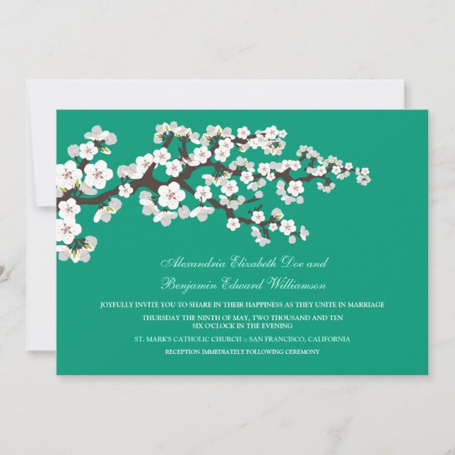 Faire-part de mariage de fleurs de cerisiers (émer (Devant)