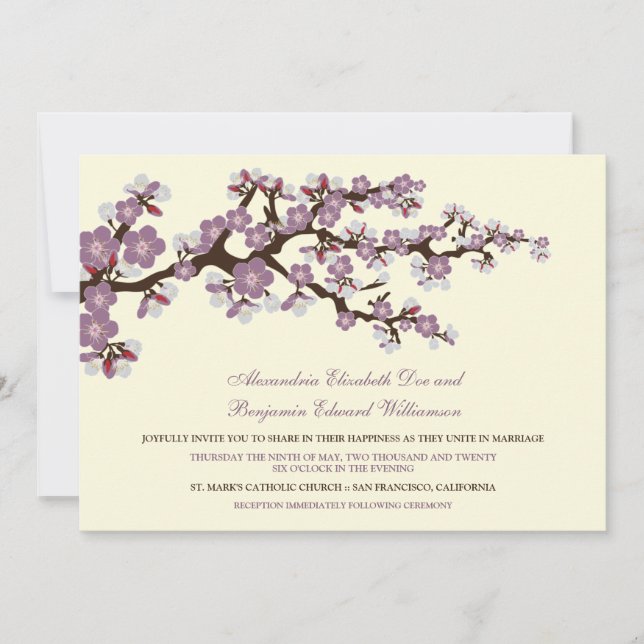 Faire-part de mariage de fleurs de cerisiers (lava (Devant)