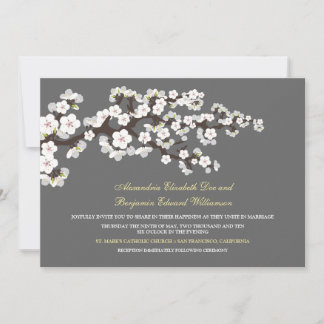 Faire-part de mariage de fleurs de cerisiers (plat