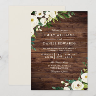 Faire-part de mariage de fleurs de champagne blanc