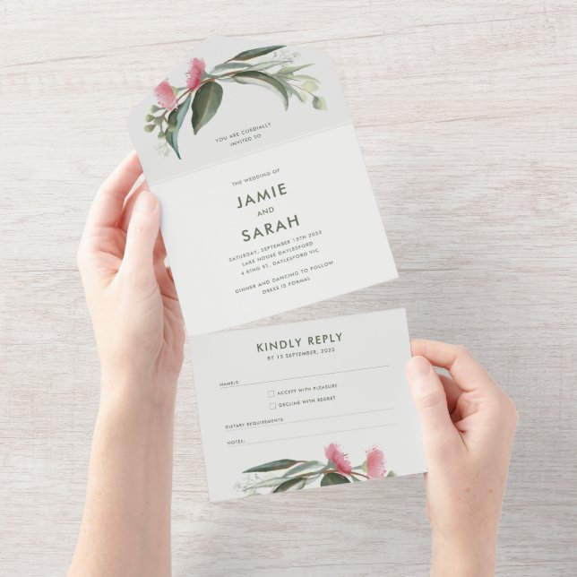 Faire-part de mariage de fleurs de gomme amérindie (Déchirure)