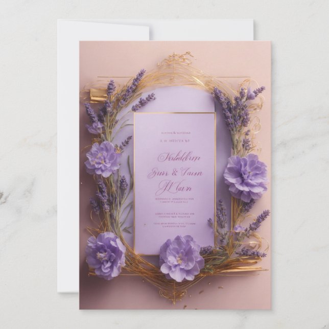 Faire-part de mariage de fleurs de lavande minimal (Devant)
