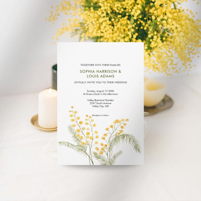 Faire-part de mariage de fleurs de Mimosa (Créateur téléchargé)