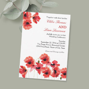 Faire-part de mariage de fleurs de pavot