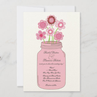 Faire-part de mariage de fleurs de pot Mason rose