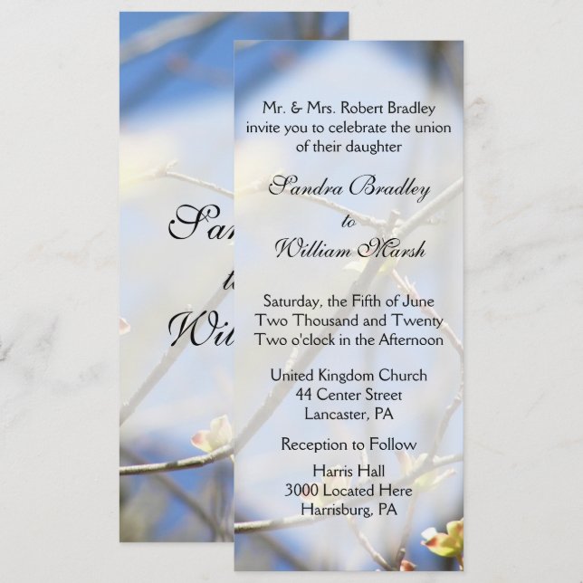 Faire-part de mariage de fleurs de printemps (Devant / Derrière)