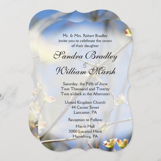 Faire-part de mariage de fleurs de printemps (Devant / Derrière)