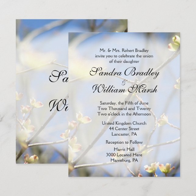 Faire-part de mariage de fleurs de printemps (Devant / Derrière)