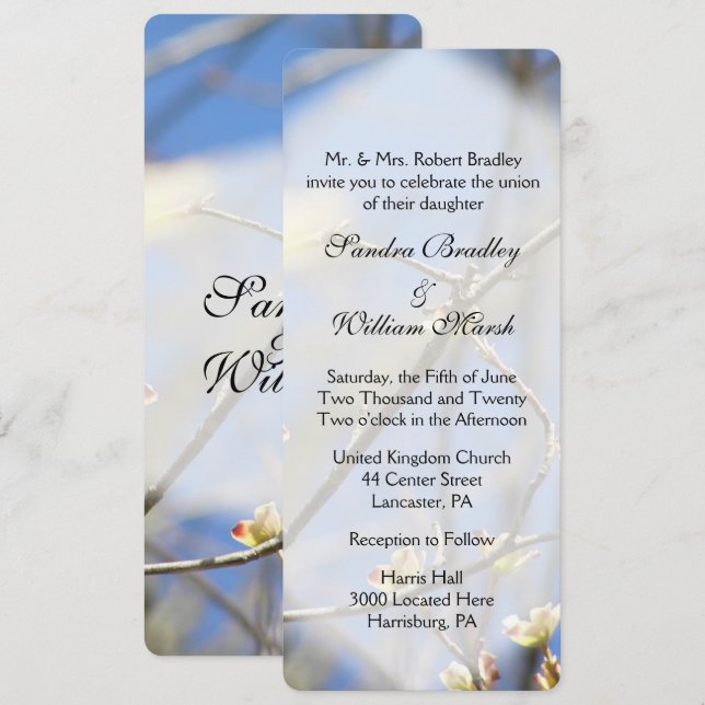 Faire-part de mariage de fleurs de printemps (Devant / Derrière)