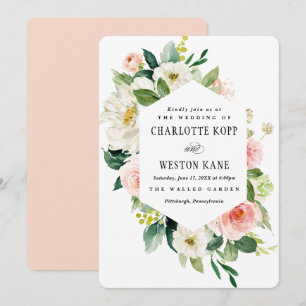 Faire-part de mariage de fleurs de printemps rose