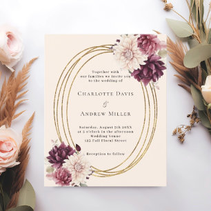 Faire-part de mariage de fleurs d'ivoire beige bor