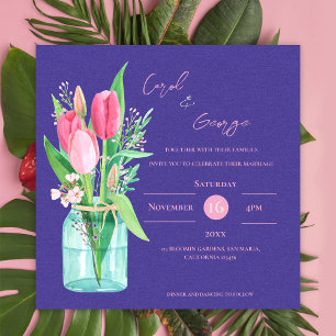 Faire-part de mariage de fleurs en jar de Mason po