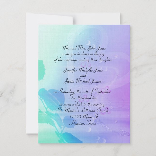 Faire-part de mariage de fleurs et de coeur (Devant)
