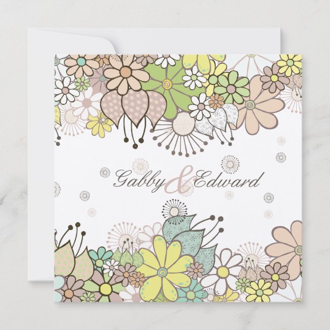 Faire-part de mariage de fleurs neutres douces (Devant)