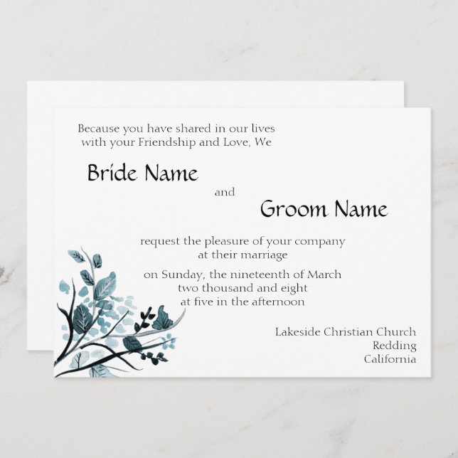 Faire-part de mariage de fleurs orientales (Devant / Derrière)