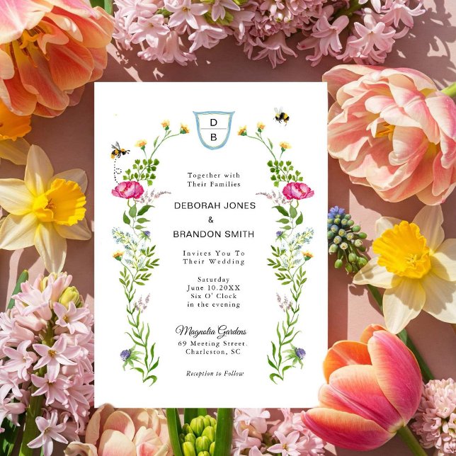 Faire-part de mariage de fleurs printanières (Créateur téléchargé)