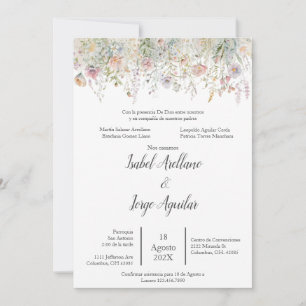 Faire-part de mariage de fleurs sauvages espagnole