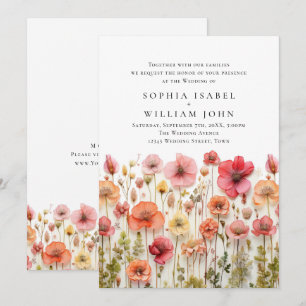 Faire-part de mariage de fleurs sauvages Pastel Pi