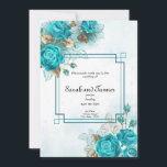 Faire-part de mariage de fleurs turquoise<br><div class="desc">Invitations de mariage aux fleurs de bouquet turquoise.</div>