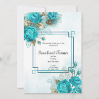Faire-part de mariage de fleurs turquoise