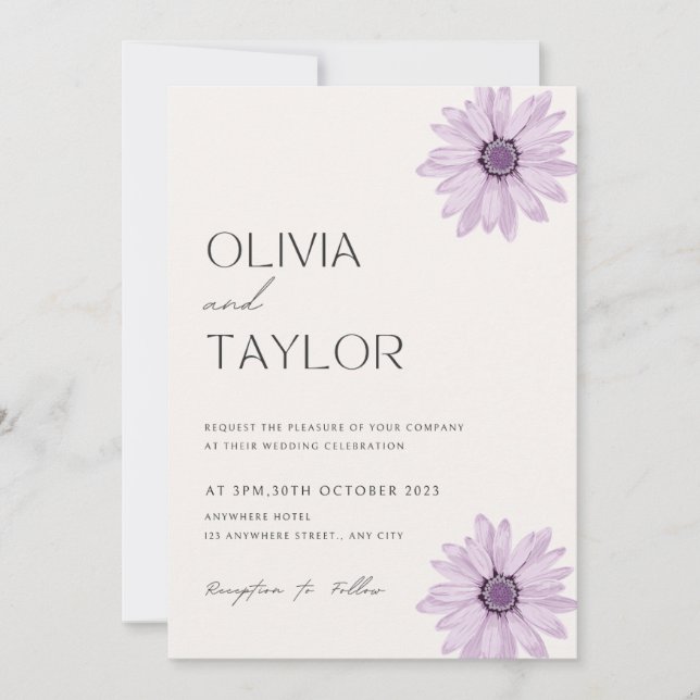 Faire-part de mariage de fleurs violettes (Devant)