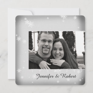 Faire-part de mariage de flocon de neige blanc et