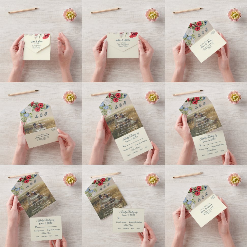 FAIRE-PART DE MARIAGE DE FLORE REDBLEUE