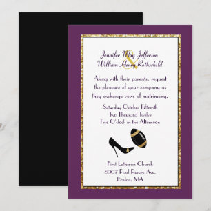 Faire-part de mariage de football Plum, Black et G