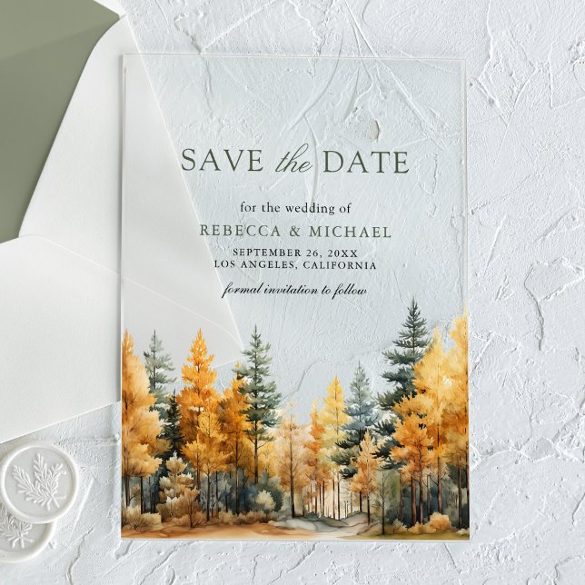 Faire-part de mariage de forêt automnale rustique (Créateur téléchargé)