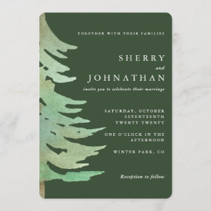 Faire-part de mariage de forêt d'aquarelle