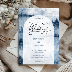 Faire-part de mariage de forêt de brouillard d'aqu