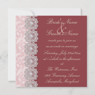 Faire-part de mariage de framboise de dentelle et