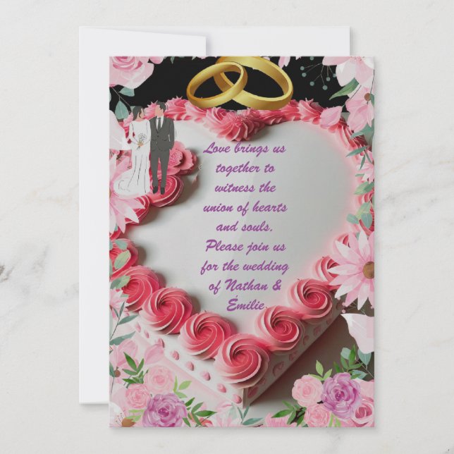 Faire-part de mariage de gâteau romantique (Devant)