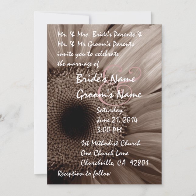 Faire-part de mariage de Gerber Daisy (Devant)