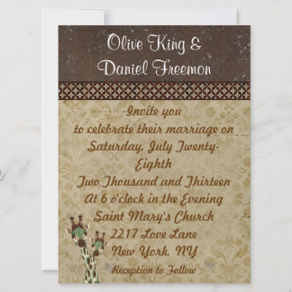 Faire-part de mariage de girafes Turquoises et en