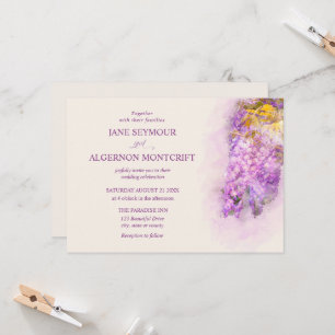 Faire-part de mariage de glycine à l'aquarelle