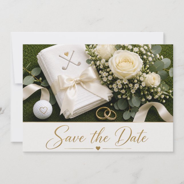 Faire-part de mariage de golf à conserver pour la  (Devant)