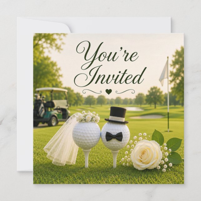 Faire-part de mariage de golf pour la mariée et le (Devant)