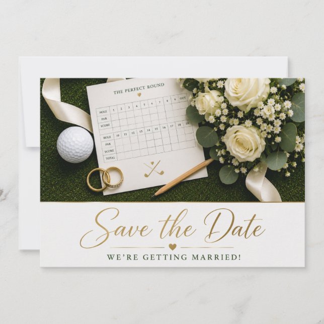 Faire-part de mariage de golf pour sauver la date  (Devant)