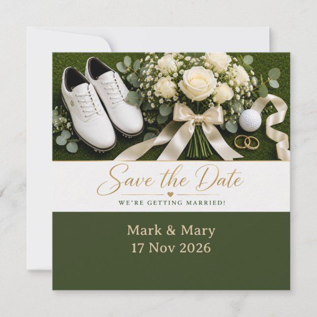 Faire-part de mariage de golf "Save the Date" (Devant)