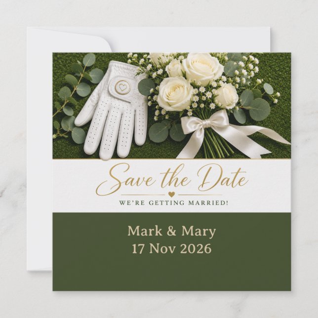 Faire-part de mariage de golf "Save the Date" (Devant)