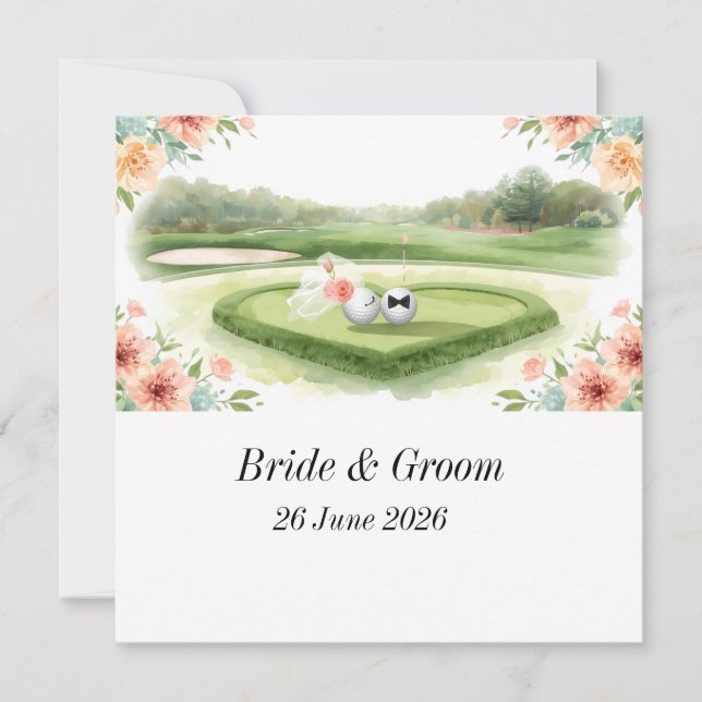 Faire-part de mariage de golfeur avec balle de gol (Devant)