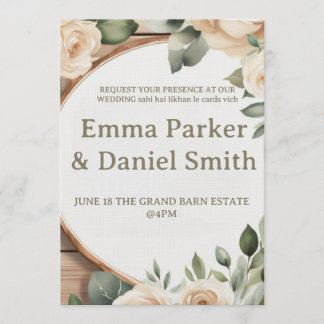 Faire-part de mariage de grange rustique avec guir