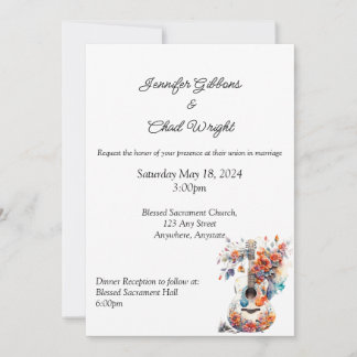 Faire-part de mariage de guitare florale, invitati
