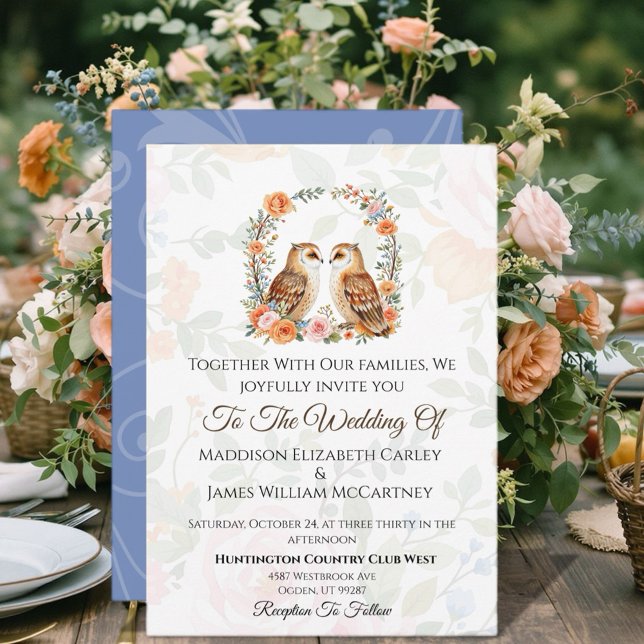 Faire-part de mariage de hibou (Celebrate your special day with this enchanting woodland owl design!)