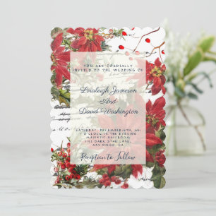 Faire-part de mariage de houx et de poinsettias