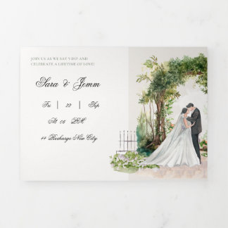 Faire-part de mariage de jardin à l'aquarelle roma