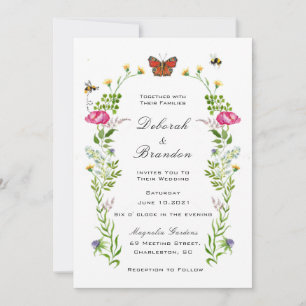 Faire-part de mariage de jardin de fleurs sauvages